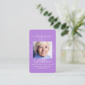 ラベンダーライト写真葬儀祈りの言葉カード 名刺 (スタンド正面)