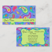 ラベンダーライムグリーンモダンペイズリーパターン 名刺 (正面/裏面)