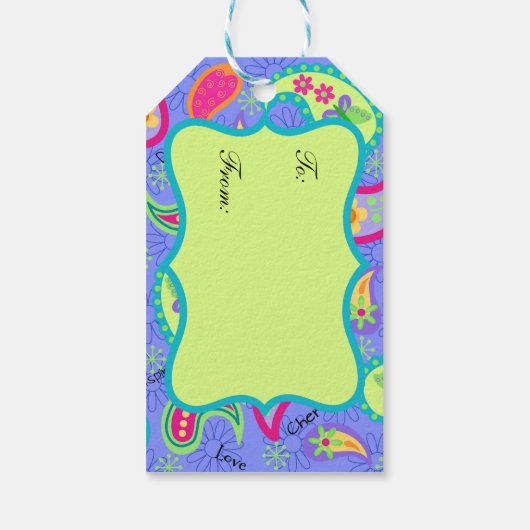 ラベンダーライムグリーンモノグラムモダンペイズリー ギフトタグ (裏面)