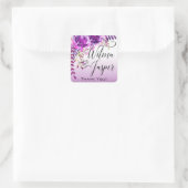 ラベンダーライラックプラムつる花の葉ありがとう スクエアシール (バッグ)