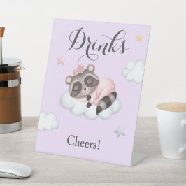 ラベンダーラクーン動物の赤ちゃんシャワードリンク 台座サイン