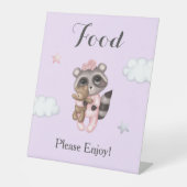ラベンダーラクーン動物の赤ちゃんシャワー食品 台座サイン (正面)