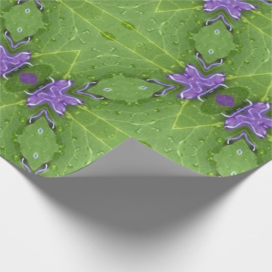 ラベンダーラッピング付き幾何学的グリーン紙 ラッピングペーパー (角)