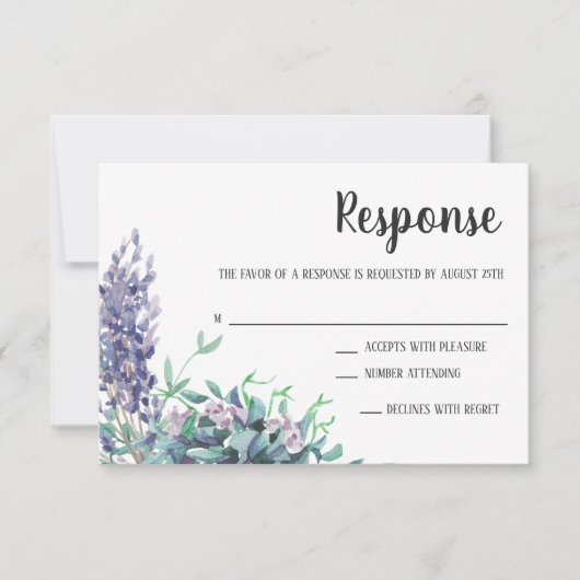 ラベンダーラブフローラユーカリ紫の反応 出欠カード (正面)