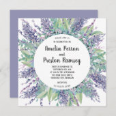 ラベンダーラブフローラユーカリ結婚パープル 招待状 (正面/裏面)