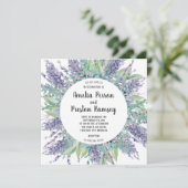 ラベンダーラブフローラユーカリ結婚パープル 招待状 (スタンド正面)