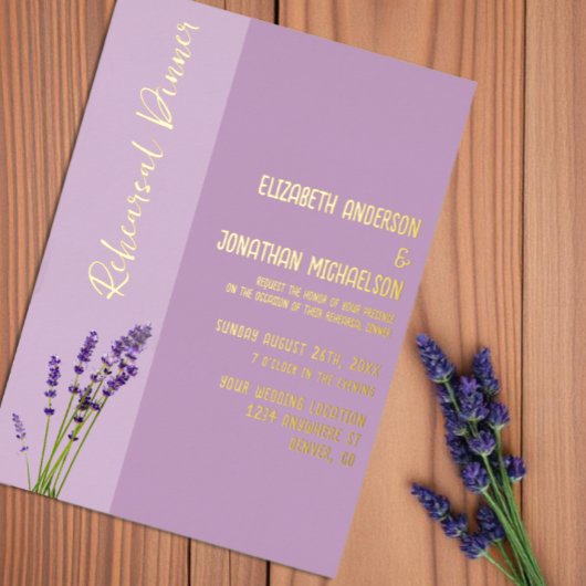ラベンダーラブリハーサルディナー 箔招待状