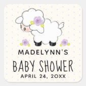 ラベンダーラムベビーシャワーありがとうお願い スクエアシール (正面)