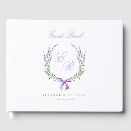 ラベンダーリース&ボウモノグラム結婚ズ ゲストブック