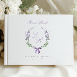 ラベンダーリース&ボウモノグラム結婚ズ ゲストブック