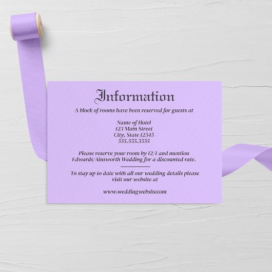 ラベンダーリーフとフローラモノグラム結婚ズ エンクロージャーカード