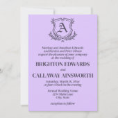 ラベンダーリーフとフローラモノグラム結婚ズ 招待状 (正面)