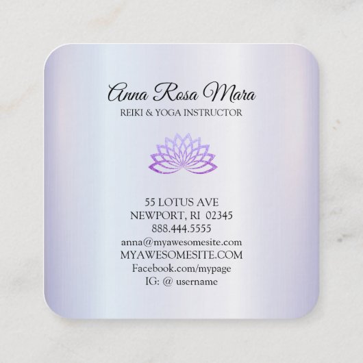 *～*ラベンダーレイ霊気エネルギー修復ロータス スクエア名刺 (裏面)