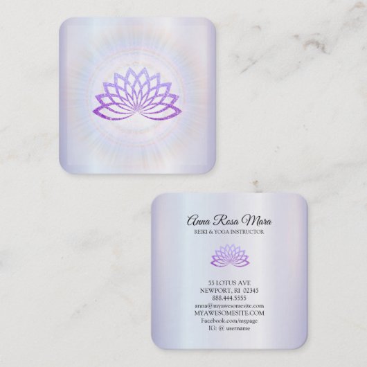 *～*ラベンダーレイ霊気エネルギー修復ロータス スクエア名刺 (正面/裏面)