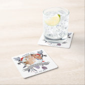 ラベンダーレッドブルーワイルドフラワー開花リース結婚ズ スクエアペーパーコースター (インサイチュ)