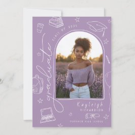 ラベンダーレトロ写真卒業発表 案内状
