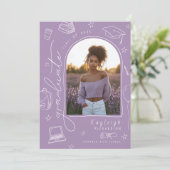 ラベンダーレトロ写真卒業発表 案内状 (スタンド正面)