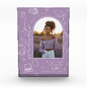 ラベンダーレトロ手描き卒業写真ブロック フォトブロック (正面)