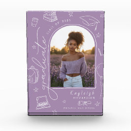 ラベンダーレトロ手描き卒業写真ブロック フォトブロック