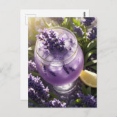ラベンダーレモネード葉書の爽やかなガラス ポストカード (正面/裏面)