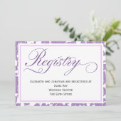 ラベンダーレースのウェディングレジストリー封入カード 招待状 (スタンド正面)