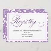 ラベンダーレースのウェディングレジストリー封入カード 招待状 (正面/裏面)