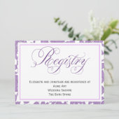 ラベンダーレースのウェディングレジストリー封入カード 招待状 (スタンド正面)