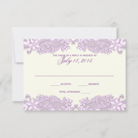 ラベンダーレースカントリーフローラ応答カード 出欠カード (正面)