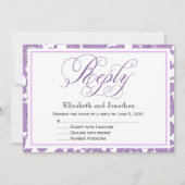 ラベンダーレーススクリプト返信 RSVP 封入カード 招待状 (正面)