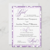 ラベンダーレース宗教結婚式招待状 招待状 (正面)