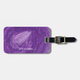 ラベンダーロケットパープル遠くに宇宙ラベル ラゲッジタグ