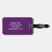 ラベンダーロケットパープル遠くに宇宙ラベル ラゲッジタグ (裏面横)