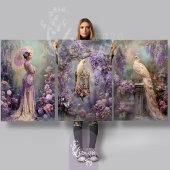 ラベンダーロマンスヴィンテージファンタジーポートレート&バード ラッピングペーパーシート