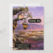 ラベンダーロマンチック結婚アートフォトのサンキューカード サンキューカード (正面)