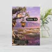 ラベンダーロマンチック結婚アートフォトのサンキューカード サンキューカード (スタンド正面)