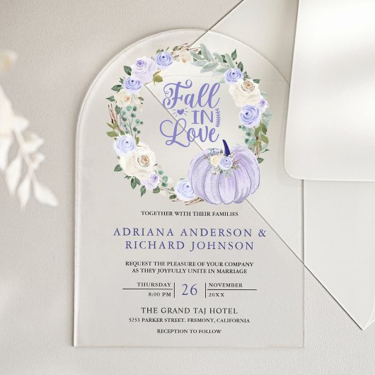 ラベンダーローズカボチャの結婚式 アクリル招待状
