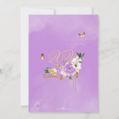 ラベンダーローズゴールドのティアラ蝶のキンバレラ 招待状 (裏面)