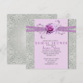 ラベンダーローズシルバーダマスク ブライダルシャワー 招待状 (正面/裏面)