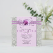 ラベンダーローズシルバーダマスク ブライダルシャワー 招待状 (スタンド正面)