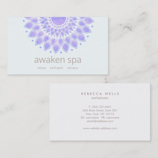 ラベンダーロータスフラワーナチュラルスパと美しい 名刺 (正面/裏面)