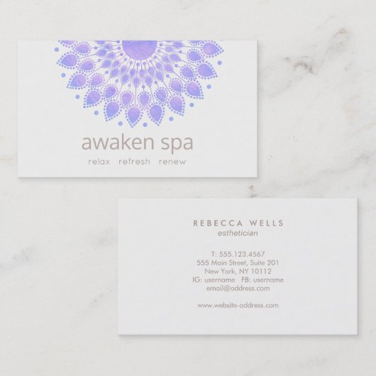 ラベンダーロータスフラワーナチュラルスパと美しい 名刺 (正面/裏面)