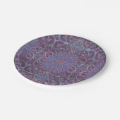 ラベンダーロータスフローラアラベスクパターン ペーパープレート (アングル)