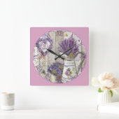 ラベンダーローマ数字 スクエア壁時計 (ホーム)