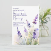 ラベンダーワイルドフラワーウォータカラー結婚式招待状 招待状 (スタンド正面)