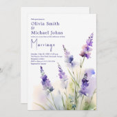 ラベンダーワイルドフラワーウォータカラー結婚式招待状 招待状 (正面/裏面)