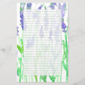 ラベンダーワイルドフラワーウォーターカラーグレー裏地 便箋 (正面)