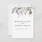 ラベンダーワイルドフラワーグリーン結婚リーの詳細カード 出欠カード (裏面)