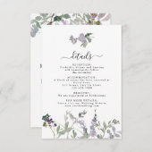 ラベンダーワイルドフラワーグリーン結婚リーの詳細カード 出欠カード (正面/裏面)
