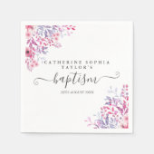 ラベンダーワイルドフラワーズフローラバプテスマ《キリスト教》洗礼式や命名式 スタンダードカクテルナプキン (正面)