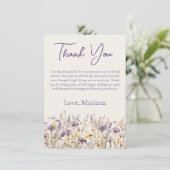 ラベンダーワイルドフラワーズブライダルベージュサンキューカード 招待状 (スタンド正面)